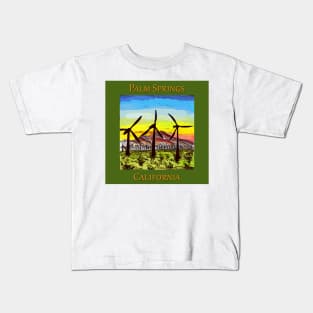 Palm Springs California Wind Generators at sunset Kids T-Shirt